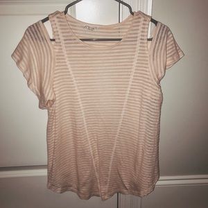 Loveriche Pink + White “Cold Shoulder” Blouse